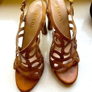 Prada cage nude/tan heels. Really good condition. Worn twice. Size 36.5